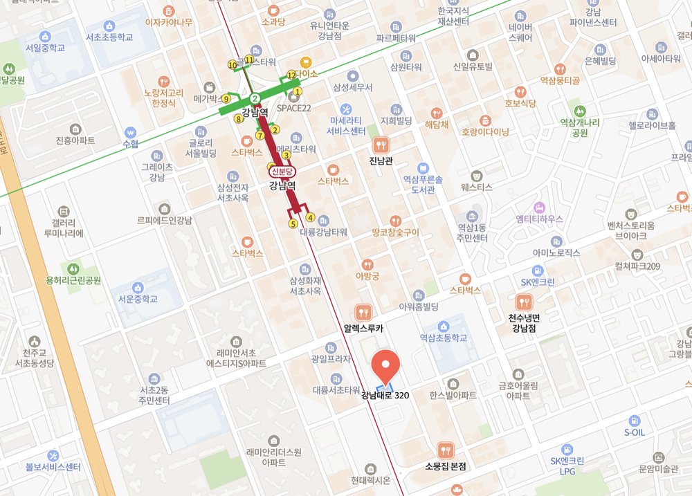 비:마인드 심리상담센터 위치(강남역 인근, 강남대로 320 황화빌딩) 지도